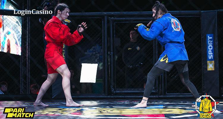 Дарина Ригель і Надія Гончарова під час поєдинку на восьмому GCFC MMA