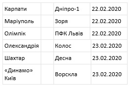 Розклад матчів чемпіонату України з футболу